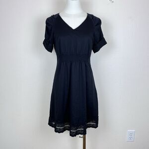 Veeko Dress Womens Small Black Mini Fit and Flare Lace Trim Goth Dark Whimsigoth
